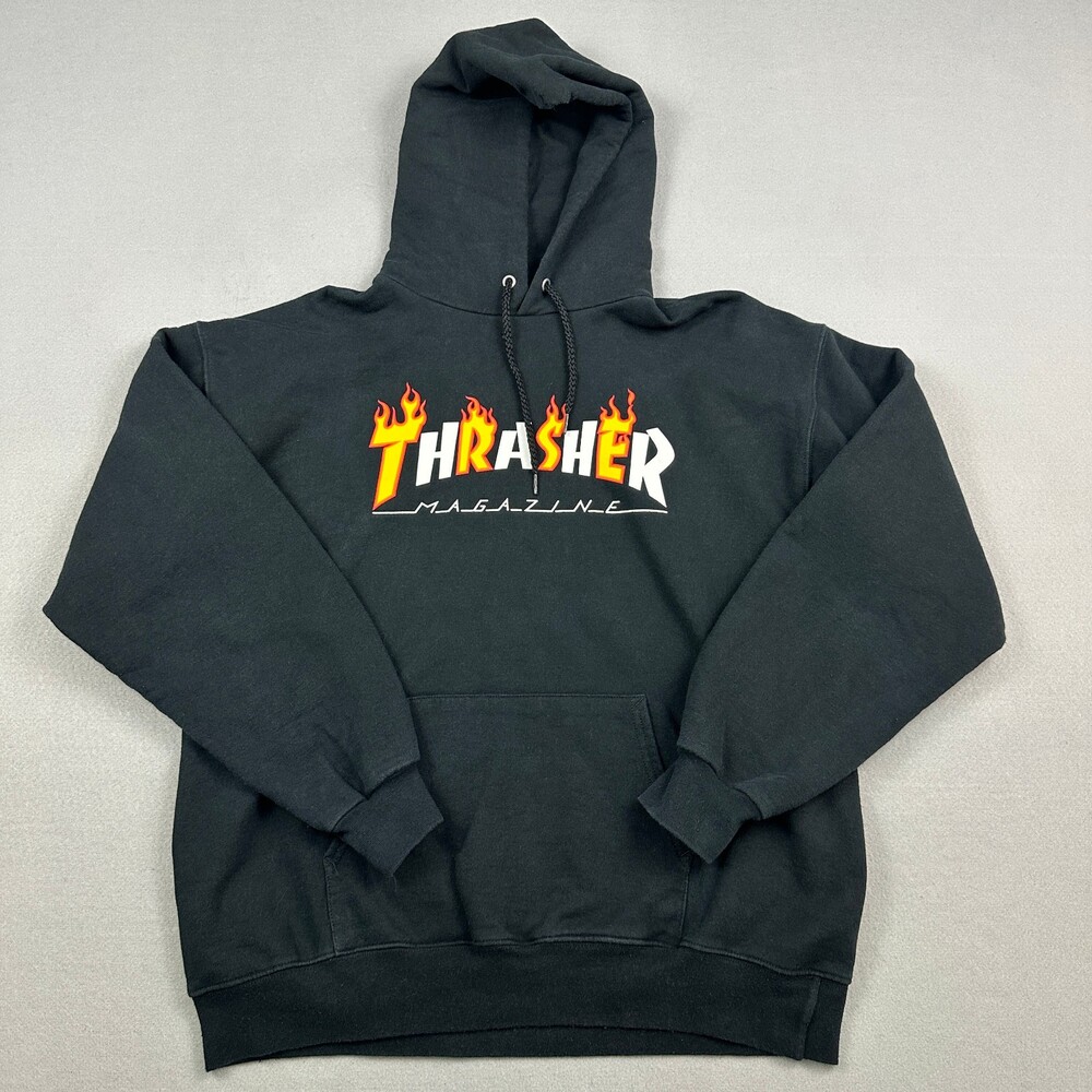 Thrasher Magazine Hoodie Men Medium Black Flame Logo Pullover Sweatshirt M